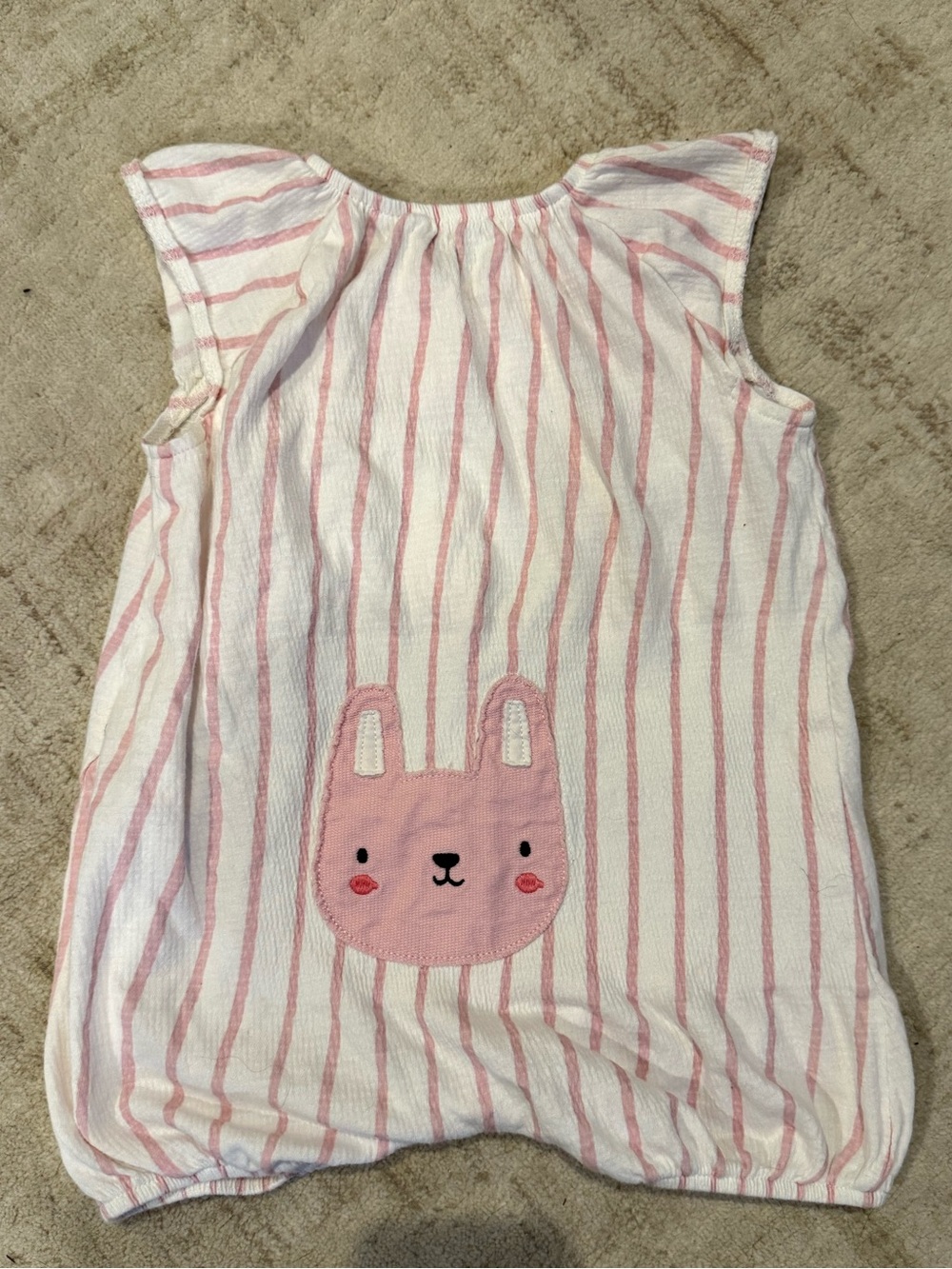Pink Striped Bunny Patch One-Piece for Kids